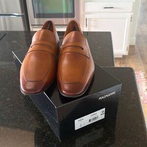 Magnanni Brown Leather Penny Loafers